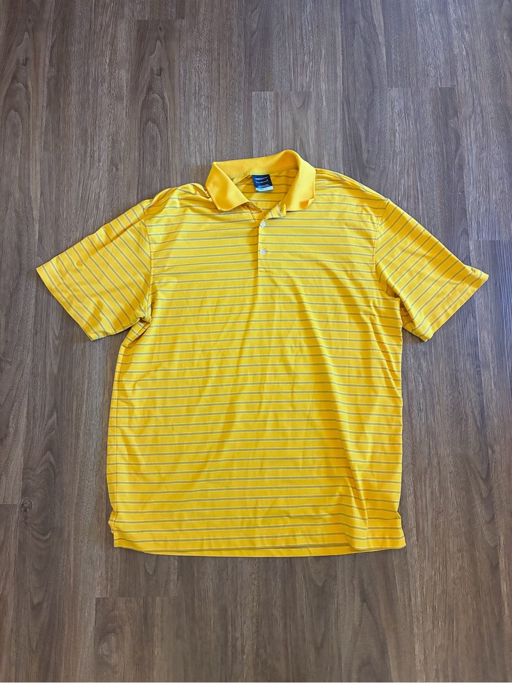 Nike Golf Mens Polo Shirt Size XL Yellow With Stripes